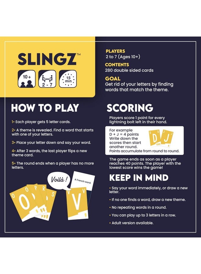 Blue Orange - Slingz - Fast-Paced Family Card Game for Kids, Teens, Adults, and College Students | Fun Categories Party Game for Gam Nights, Holidays, and Travel | 2-7 Players - Image 2