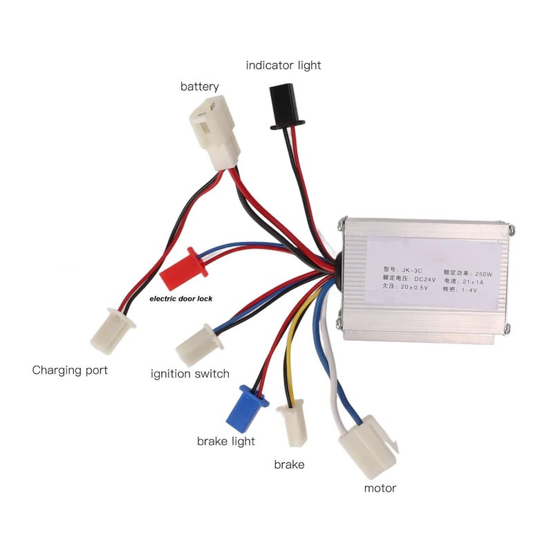 woobles Electric Motor for Electric Bicycles 24V 250W Electric DC Motor Controller Kit with 55T Chainring 146L Chain for Mini Bikes Electric Scooter Motorcycle - Image 3