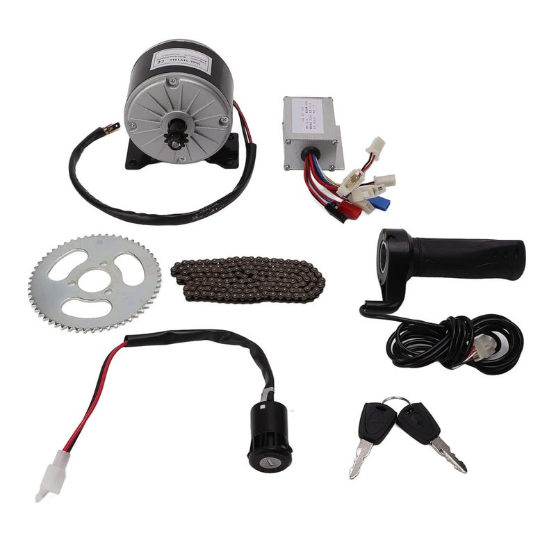 woobles Electric Motor for Electric Bicycles 24V 250W Electric DC Motor Controller Kit with 55T Chainring 146L Chain for Mini Bikes Electric Scooter Motorcycle - Image 1