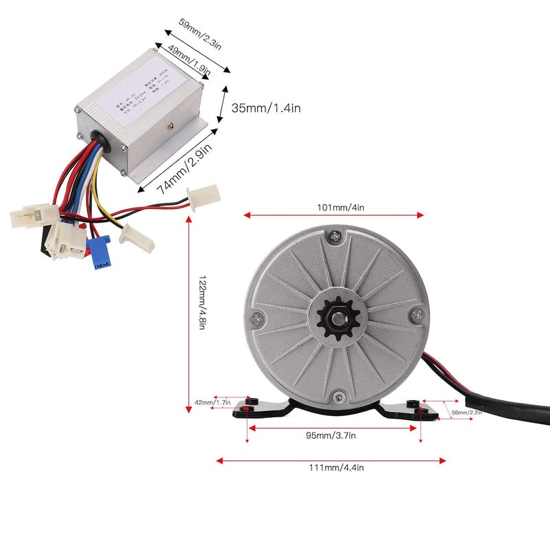 woobles Electric Motor for Electric Bicycles 24V 250W Electric DC Motor Controller Kit with 55T Chainring 146L Chain for Mini Bikes Electric Scooter Motorcycle - Image 5
