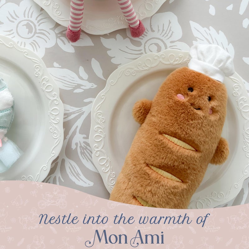 MON AMI Baguette The Chef Plush Toy | 9-Inch Soft Bread Stuffed Doll with Hat & Apron | Adorable Plush Food Toy for Pretend Play & DÃ©cor for All Ages - Image 4