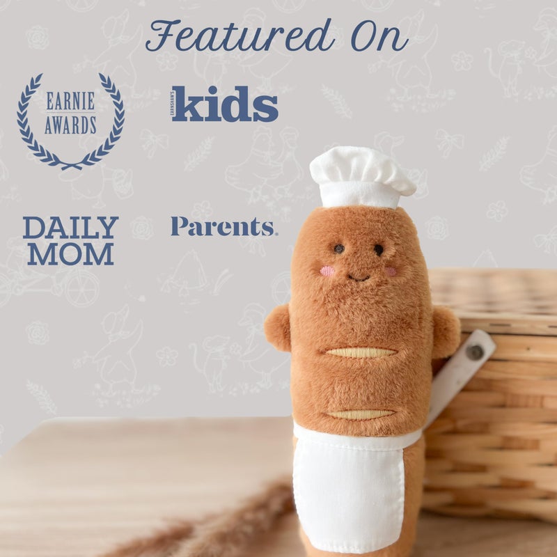 MON AMI Baguette The Chef Plush Toy | 9-Inch Soft Bread Stuffed Doll with Hat & Apron | Adorable Plush Food Toy for Pretend Play & DÃ©cor for All Ages - Image 5