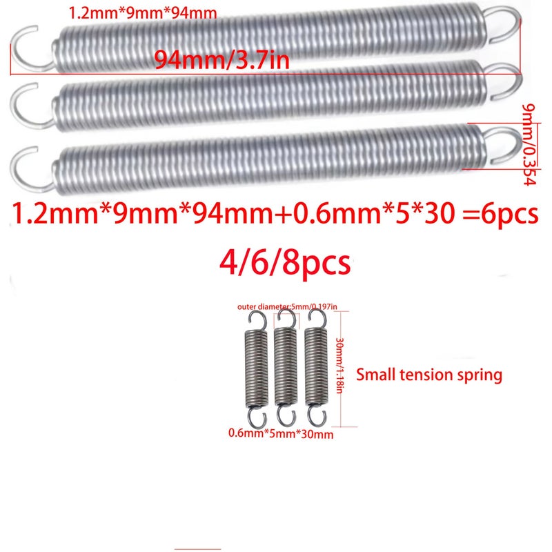 4 Pack Heavy Duty Double Hook Tension Springs 1.2mm Wire 9mm Outer Diameter 94mm - Image 1
