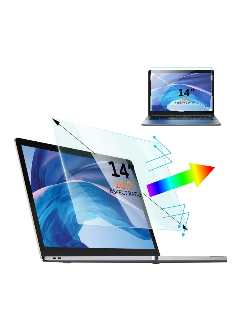 Anti Blue Light Screen Protector 14 Inch, Removable Blue Light Blocking & Anti Glare Screen for Generic 14" with 16:9 Aspect Ratio Laptop HP/Dell/Asus/Acer/Sony/Samsung/Lenovo  - Image 1