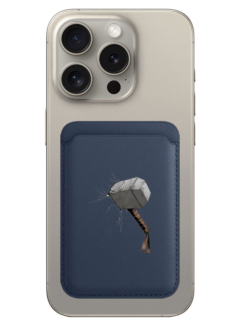 Theodor Magnetic Wallet, Compatible with MagSafe Wallet, for iPhone Wallet, for iPhone 16/15/14/13/12 Series, Not for iPhone 13/12 mini, 3 Card Holder, Vegan Leather, Navy - Hammer - Image 1