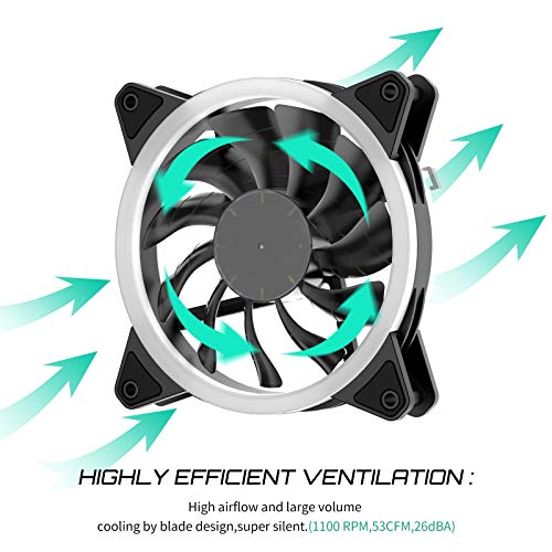 upHere 120mm LED Silent Fan for Computer Cases, CPU Coolers, and Radiators Ultra Quiet,Triple Pack Colorful Case Fan,F03 - Image 3