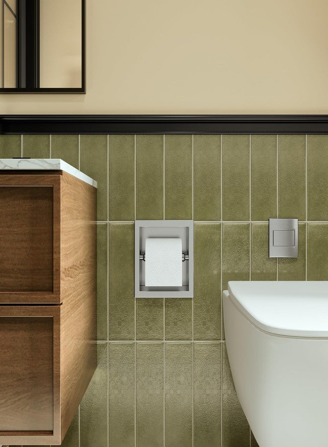 Qeke Toilet Paper Holder, SUS 304 Stainless Steel Recessed Toilet Paper Holder Built-in, in Wall Toilet Paper Wall Holder for Bathroom, Brushed Nickel - Image 3