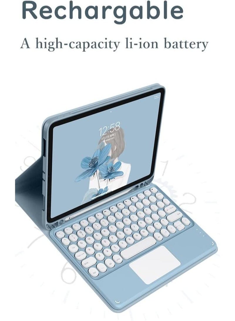 iPad 10th Generation 2022 Keyboard Case with Touchpad - Cute Round Key Color Keyboard for 10.9 inch iPad 10, Detachable Slim Smart Cover with Pencil Holder (Dark Green) - Image 2