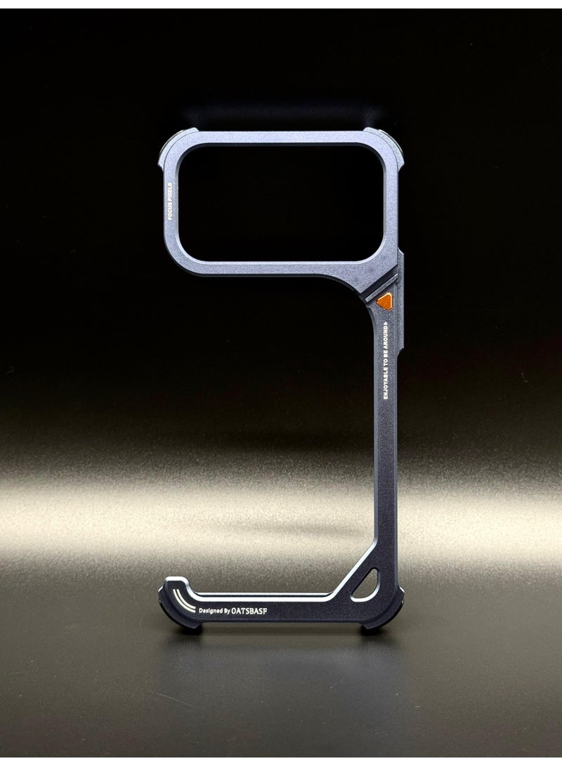 OATSBASF Minimalist Aluminum Bumper Case for iPhone 17 Pro Max | Frameless Metal Design | 360° Rotatable MagSafe Ring Kickstand | Shockproof Armor Heat Dissipation Cover |  Blue - Image 1