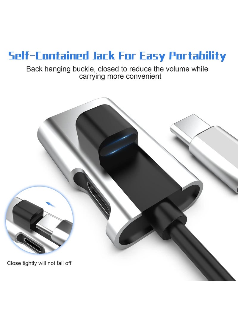 SYOSI محول سماعة رأس وشاحن USB C إلى 3.5 مم، 2 في 1 USB C إلى مقبس صوت Aux DAC عالي الدقة وكابل شحن سريع متوافق مع سلسلة Galaxy/Pixel/Note - Image 4