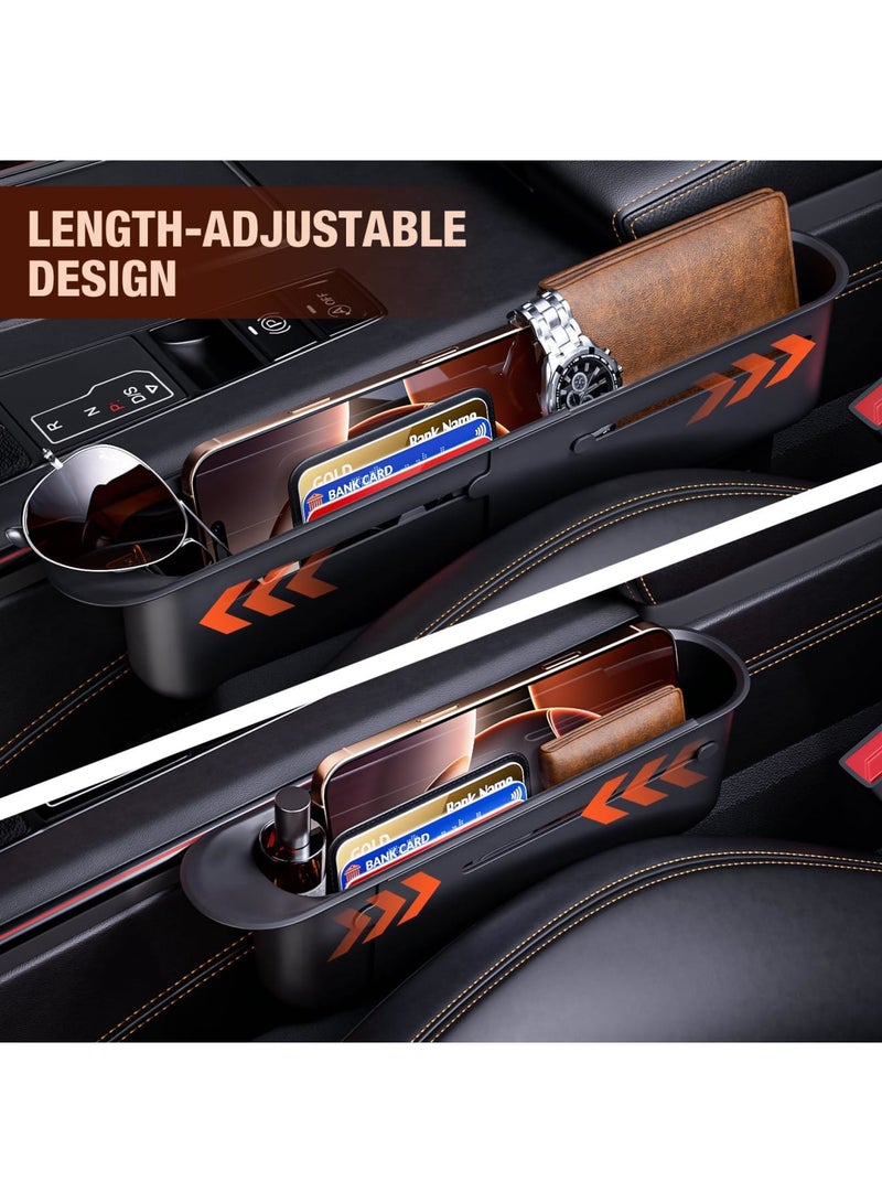 SYOSI Car Seat Gap Filler Organizer, Adjustable Multifunctional Storage Case for Phones, Keys, Cards, Prevents Items Falling with 21.5-33cm Adjustable Length, Universal Fit for Most Cars, 2 Pack, Black - Image 4