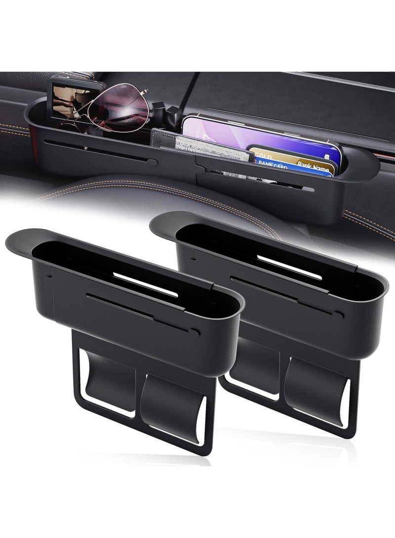 SYOSI Car Seat Gap Filler Organizer, Adjustable Multifunctional Storage Case for Phones, Keys, Cards, Prevents Items Falling with 21.5-33cm Adjustable Length, Universal Fit for Most Cars, 2 Pack, Black - Image 2