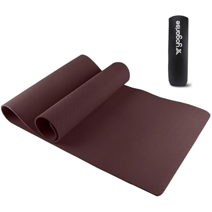 YOGARISE 6Mm Anti-Skid Yoga Mat With Carry Bag & Strap For Home Gym & Outdoor Workout, Water-Resistant, Super Soft, Easy To Fold (Wine) - Image 2