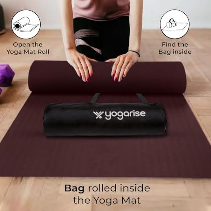YOGARISE 6Mm Anti-Skid Yoga Mat With Carry Bag & Strap For Home Gym & Outdoor Workout, Water-Resistant, Super Soft, Easy To Fold (Wine) - Image 4