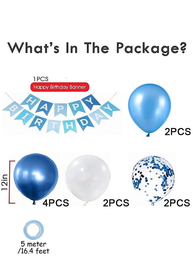 Photon Happy Birthday Decorations Banner and Balloons Set, Blue Birthday Decorations Set with 12inch Balloons, For Men & Women - Image 2