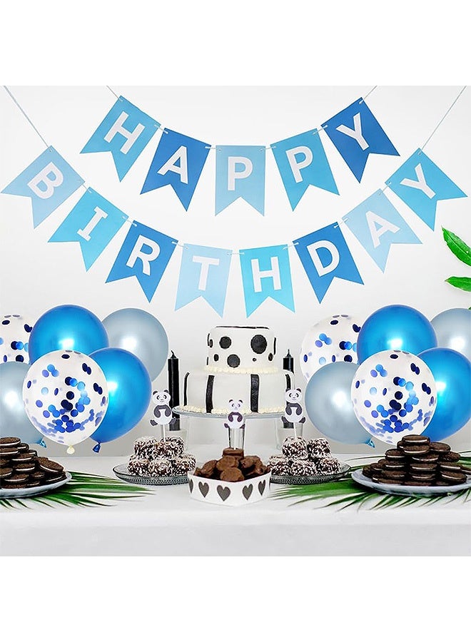 Photon Happy Birthday Decorations Banner and Balloons Set, Blue Birthday Decorations Set with 12inch Balloons, For Men & Women - Image 4