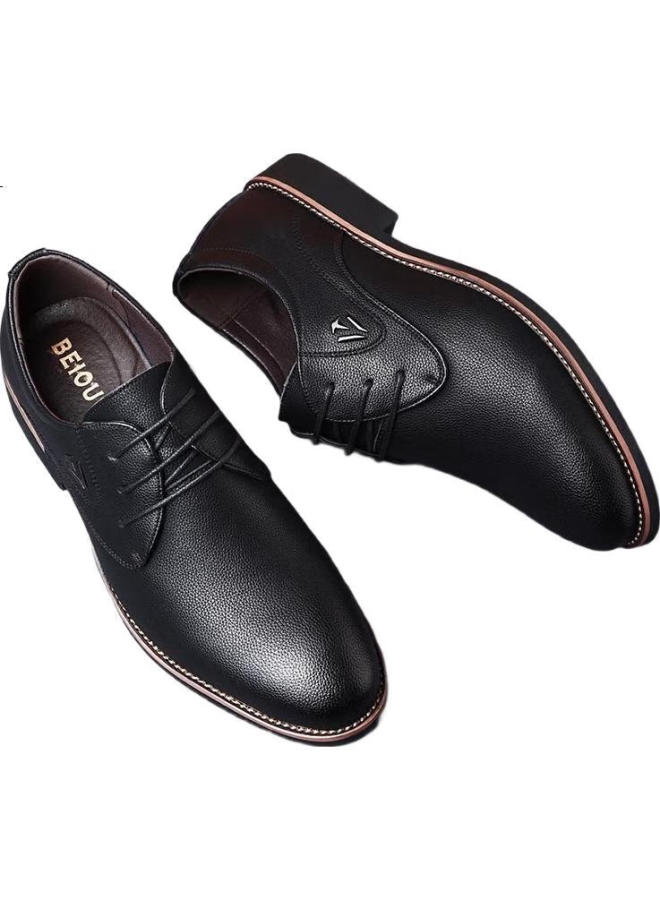 BEIOUTU Men'S Formal Business Fashion Low-Top Lace-Up British Trendy Men'S Shoes 8119 Black Size 40 - Image 1