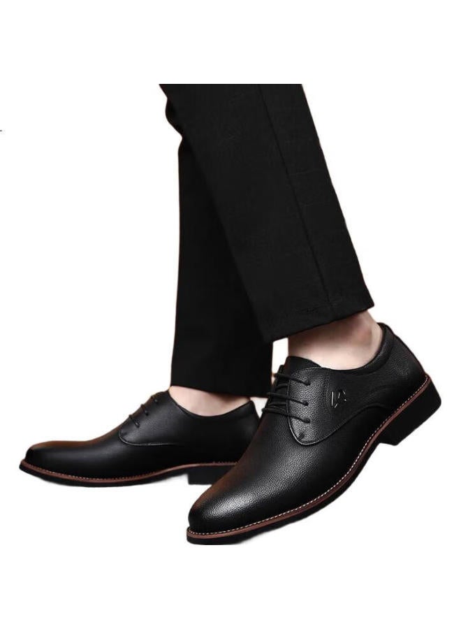 BEIOUTU Men'S Formal Business Fashion Low-Top Lace-Up British Trendy Men'S Shoes 8119 Black Size 40 - Image 2