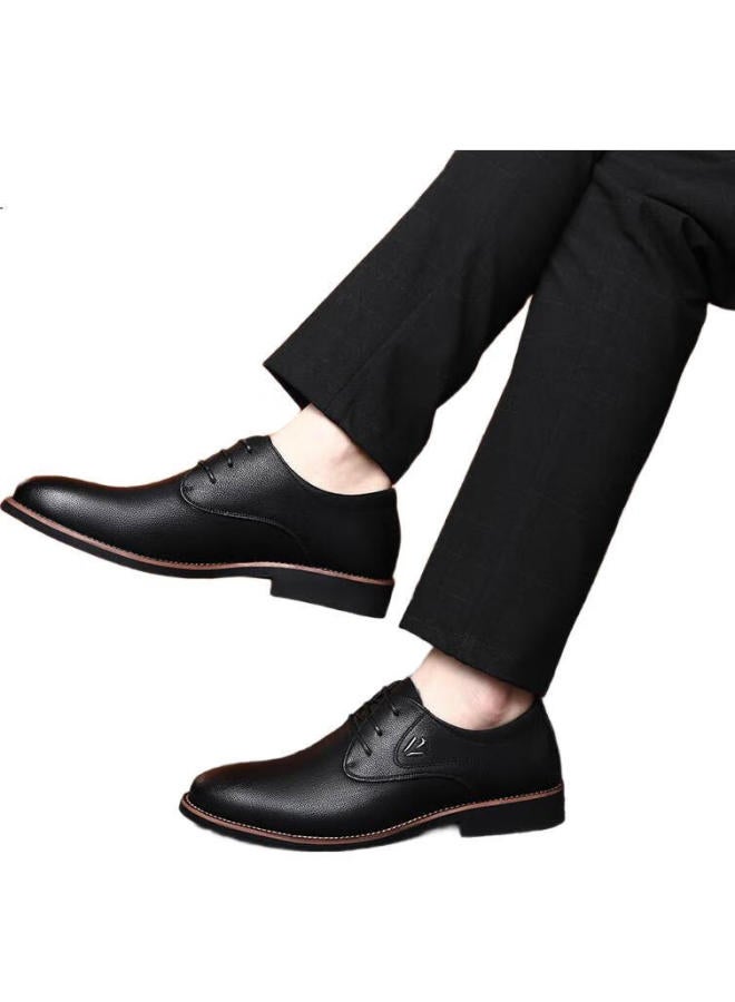BEIOUTU Men'S Formal Business Fashion Low-Top Lace-Up British Trendy Men'S Shoes 8119 Black Size 40 - Image 3