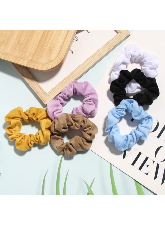 SUSULU Pack Of 16Pcs Cotton Hair Scrunchies Single Jersey Solid Color Ponytail Holders Elastic Hair Ties For Women Accessories - Image 1