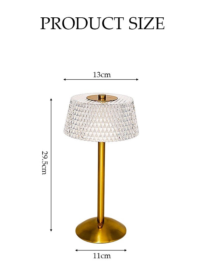 DUNISO Table Lamp，Crystal lamp，Flower Shaped Crystal Desk Lamp，Tri Color Touch Model，Suitable for Bedrooms and Headboards，White and Gold  - Image 2