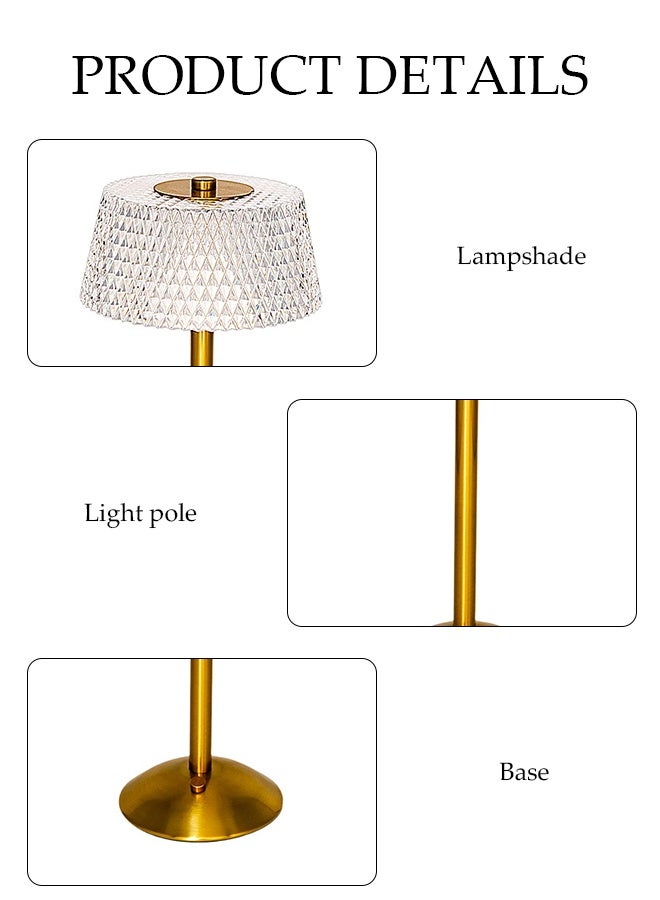 DUNISO Table Lamp，Crystal lamp，Flower Shaped Crystal Desk Lamp，Tri Color Touch Model，Suitable for Bedrooms and Headboards，White and Gold  - Image 3