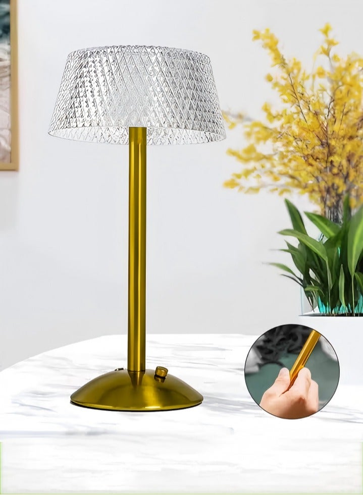DUNISO Table Lamp，Crystal lamp，Flower Shaped Crystal Desk Lamp，Tri Color Touch Model，Suitable for Bedrooms and Headboards，White and Gold - Image 1