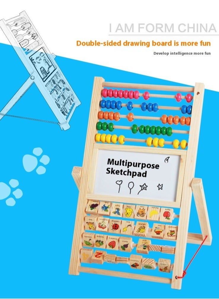 Y&D Function Board Wooden Toys Multi Functional Hands-On Painting Board Desktop Early Education Toys  - Image 3