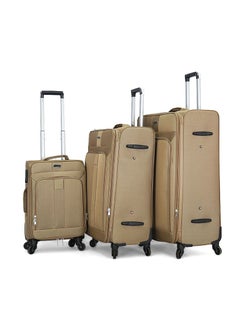 GIORDANO Giordano Trolley Bags 3 PCS Set Softside Spinners,Beige  - Image 1