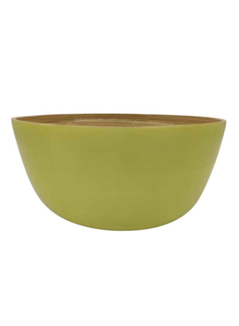 AKDC Modern Bamboo Round Serving Bowl-25cmX12cm-LightGreen&Bamboo - Image 1