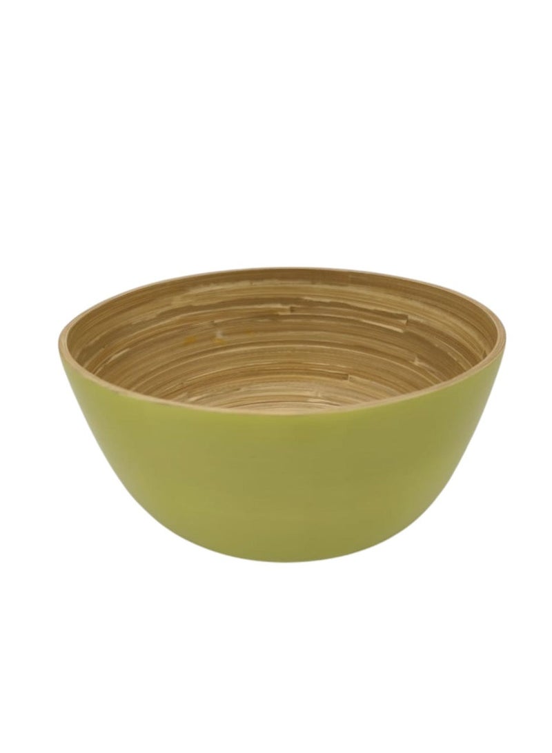 AKDC Modern Bamboo Round Serving Bowl-25cmX12cm-LightGreen&Bamboo - Image 2