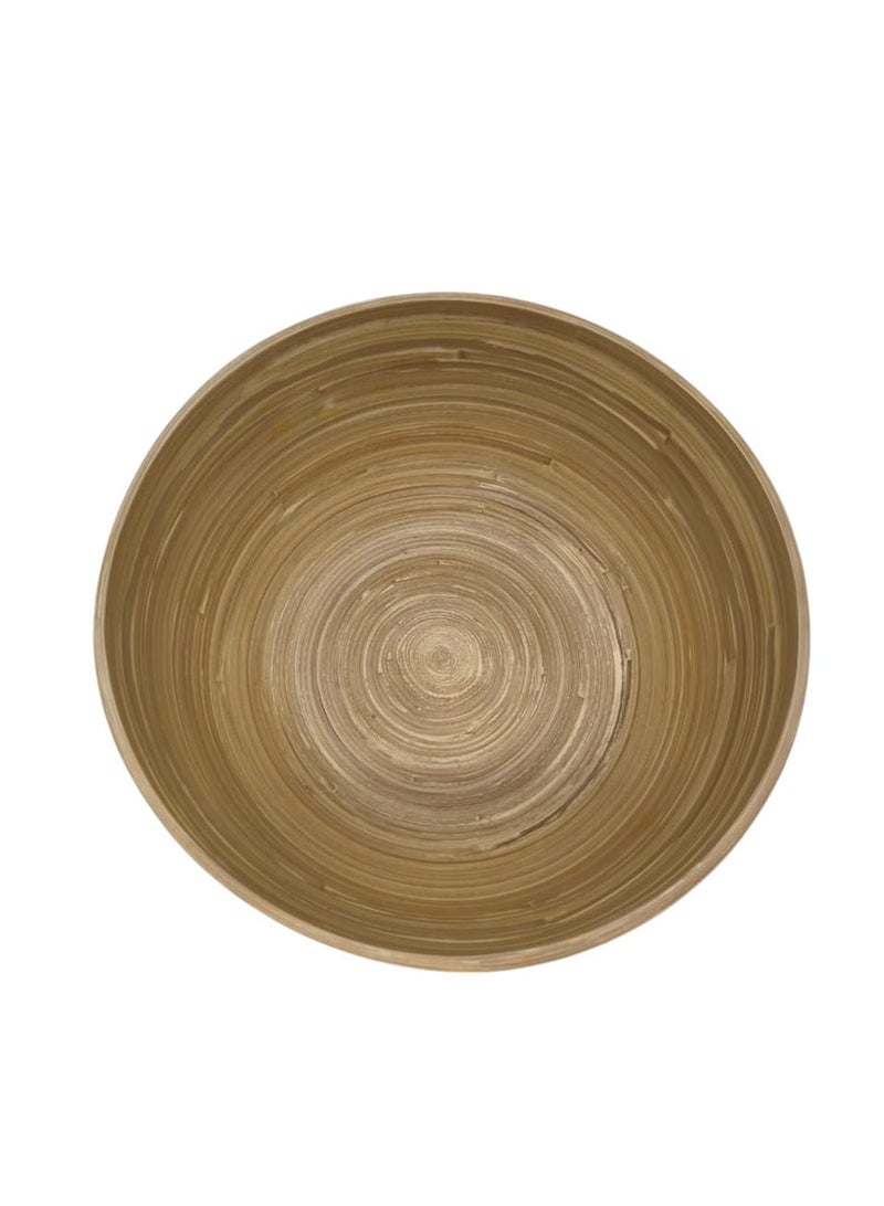 AKDC Modern Bamboo Round Serving Bowl-25cmX12cm-LightGreen&Bamboo - Image 3