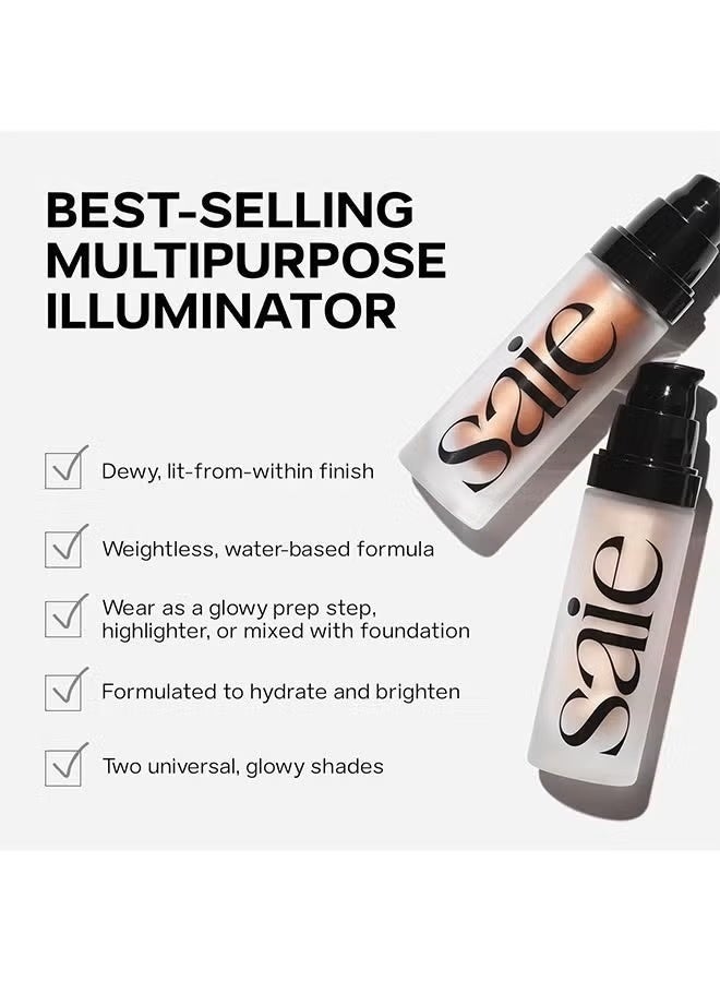 Saie Mini Glowy Super Gel Lightweight Illuminator 15ml - Luminizer + Makeup Primer for Glowing Skin - Enriched with Vitamin C + Hydrating Squalane Oil - Wear Alone or Under Makeup - Starglow - Image 5