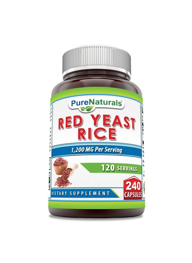 Pure Naturals Red Yeast Rice 1200 Mg per Serving, 240 Capsules Supplement | Non-GMO | Gluten Free | Made in USA  - Image 1