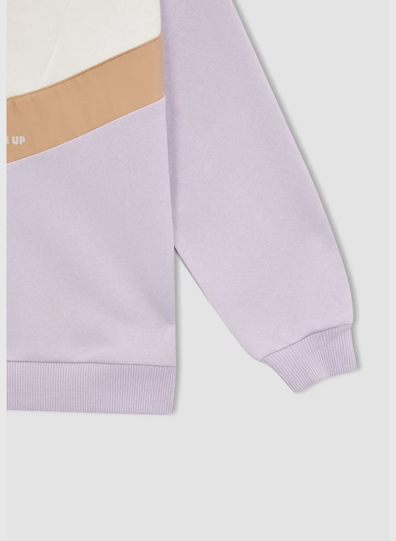 ديفاكتو Regular Fit Half Turtleneck Long Sleeve Block Colour Sweatshirt