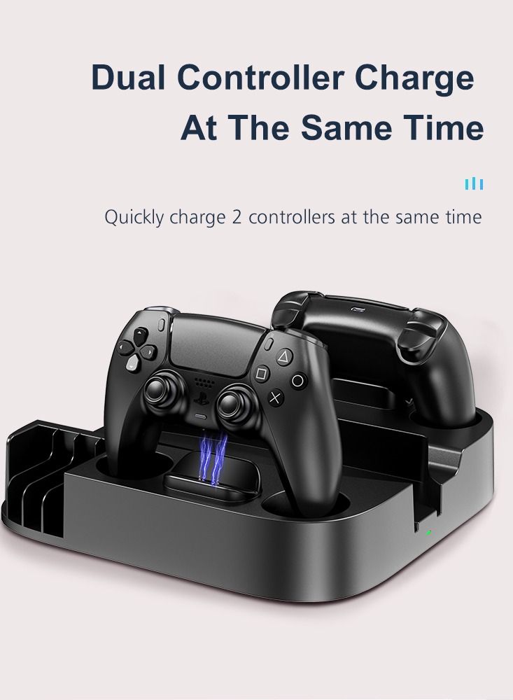 GULFLINK Cooling Stand with Dual Controller Charger Station for PS5 Console Black - Image 4