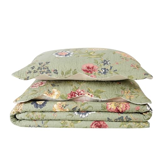 My World Lifestyles Edens Garden 100% Cotton Quilt with 1 Sham, Twin, Green, Floral Themed, for Men and Women, OEKO-TEX Certified Confidence - Image 2