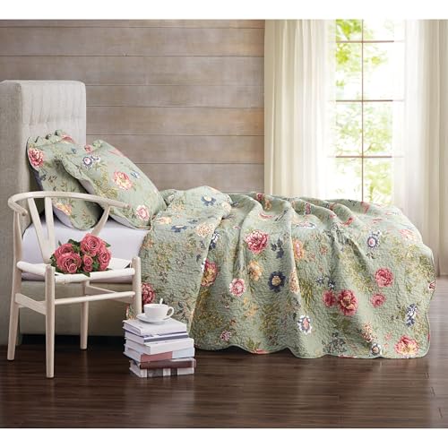 My World Lifestyles Edens Garden 100% Cotton Quilt with 1 Sham, Twin, Green, Floral Themed, for Men and Women, OEKO-TEX Certified Confidence - Image 3