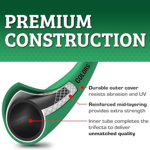 Flexzilla Colors LeadIn Garden Hose 58in x 5ft Lightweight AllWeather Water Hose Durable and Flexible LeakFree Connections Forest Green - Image 3
