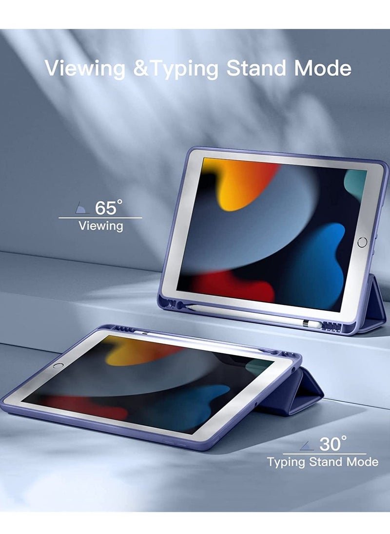 ELTRAZONE Case for iPad 9/8/7 Generation/iPad 10.2 Case 2021 with Pen Holder, Smart Folio Soft TPU Protective Case for iPad 8th/7th Generation 2020/2019 [Auto Sleep/Wake Function] (Purple) - Image 3