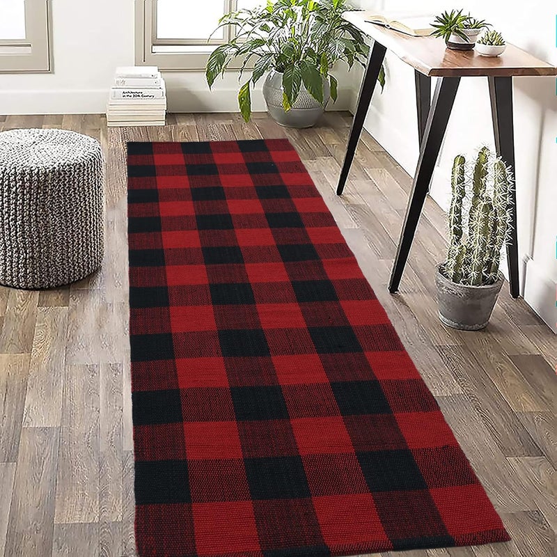 Haus Woven Buffalo Plaid Rug - Carpets for Living Room, Bedroom, Dining Room, Home Décor - Luxurious Handcrafted Traditional Rug - PET-Yarn - Modern Rugs - Image 1
