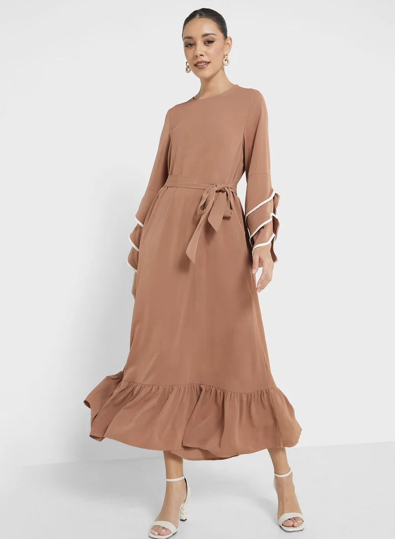Khizana Ruffle Cuff Maxi Dress