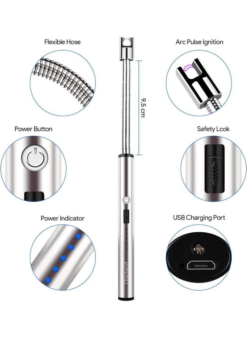 ولاعة كهربائية عصا بدون لهب – قابلة لإعادة الشحن USB – مقاومة للرياح والطقس – مثالية للشموع والمطابخ ومواقد الغاز - Image 5
