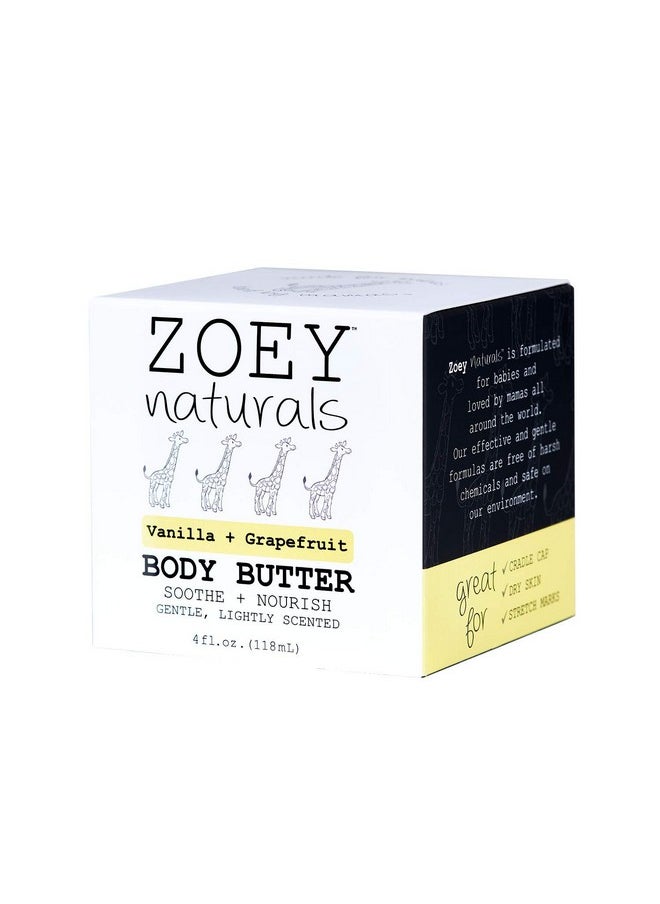 Absolutely Natural - Zoey Naturals Vanilla Grapefruit Body Butter 4 Ounces With Nourishing Shea Butter And Coconut Oil Paraben Free Vegan Made In Usa - Image 1