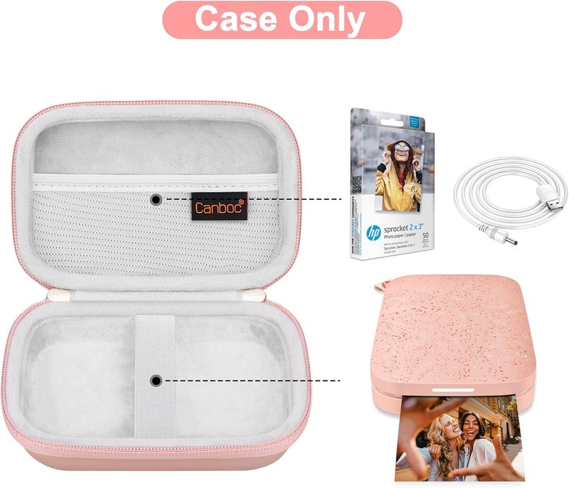Canboc Carrying Case for HP Sprocket 2x3 Instant Smartphone Photo Printer, Kodak Step Wireless Mobile Photo Printer, Lifeprint 2x3 Photo Printer, Mesh Bag fit Photo Paper Cable, Rose Gold - Image 2