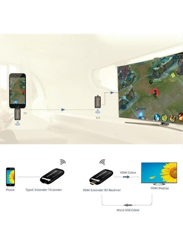 لينكينج لينكنج LKV388 تايب-C إلى HDMI لاسلكي – فل HD 1080p، مدى 15 متر، توصيل مباشر - Image 2