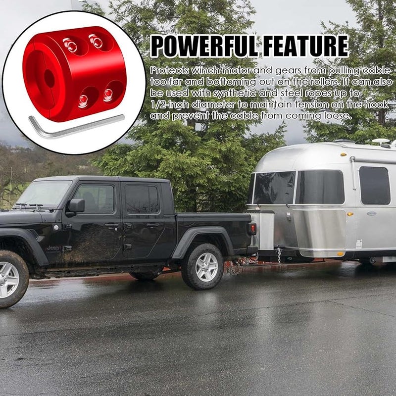 خطاف واقي حبل الونش الأحمر الاصطناعي المانع للكابل لمركبات ATV و UTV - Image 5