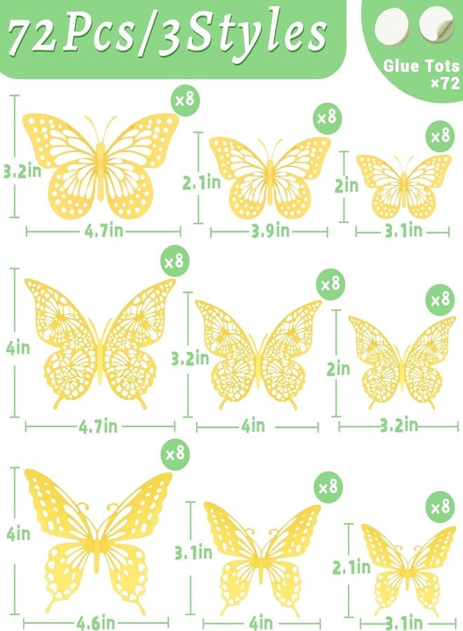 Wosta 3D Butterfly Wall Decor, Gold Butterfly Decorations, 3 Styles 3 Sizes Removable Butterfly Room Decor for Bedroom Living Room Butterfly Wall Stickers for Cake Flower Arrangements (24) - Image 5