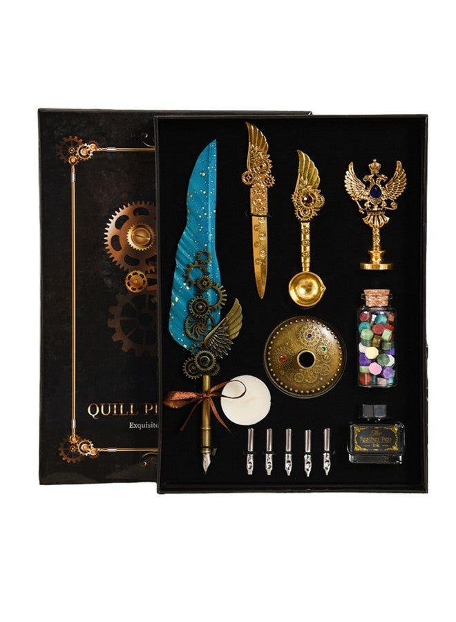 PLUSPOINT Vintage Quill Pen And Ink Set Elegant Writing Luxury Fountain Calligraphy Ink Pen Set With Wax For Stamp Retro Decor Dip Pen Office Stationery Corporate Gifting For Signature - Image 1