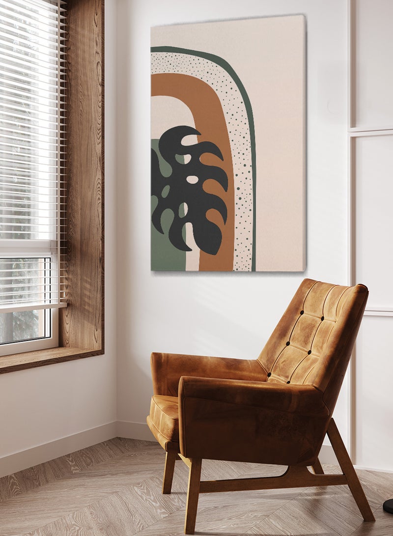 LOWHA Framed Canvas Wall Art Stretched Over Wooden Frame with Leaf Abstract Painting - Image 1